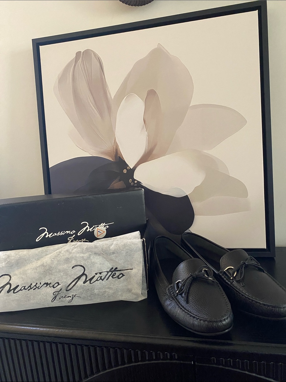Massimo Matteo Black Leather Loafers